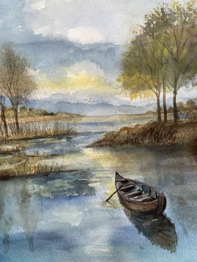 Solitary Boat at Dawn