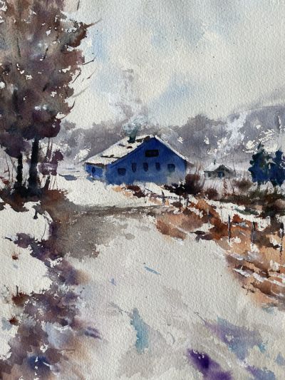 Blue Barn in Winter